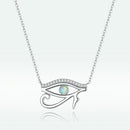 925 Sterling Silver Opal Necklace with CZ and Platinum Plating, Adjustable Length 45cm, Women’s Jewelry