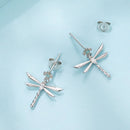 925 Sterling Silver Earrings with Pavé Setting CZ and Transparent Glass