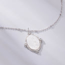 925 Sterling Silver Necklace with White Gold Plating, 40+5cm Length, CZ & Mother of Pearl Pendant for Women