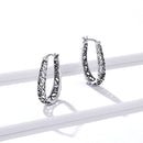925 Sterling Silver Earrings 2.3*0.4cm Oxidized Silver for Women