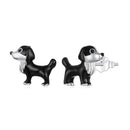 925 Sterling Silver Enamel Oxidized Silver Earrings 0.9*1.0cm for Women