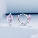 925 Sterling Silver Earrings with Transparent Glass, 12x7mm, for Women