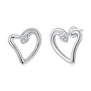 925 Sterling Silver Earrings with CZ in White Gold Plating - 1.4x1.2cm for Women
