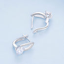 925 Sterling Silver Earrings with CZ Pavé Setting, 1.4*0.62cm for Women