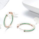 925 Sterling Silver Plated Rose Gold Pavé Setting CZ Earrings