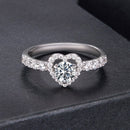 925 Sterling Silver Moissanite 0.5ct Heart Ring for Women Size 6