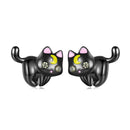 925 Sterling Silver Black Gold Plated Enamel CZ Earrings Size 10*14mm for Women