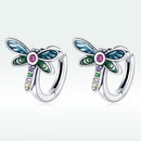 925 Sterling Silver Dragonfly Earrings with CZ and Enamel - 0.9 cm for Women