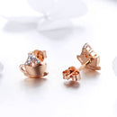 925 Sterling Silver Rose Gold Plated Pavé CZ Earrings for Women