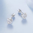 925 Sterling Silver Earrings with Plated White Gold & Pavé Setting CZ, 0.5cm for Women