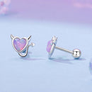 925 Sterling Silver White Gold Plated Opal Earrings 0.7x0.8cm for Women