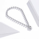 925 Sterling Silver Bracelet with Pavé Setting CZ and Platinum Plating, 17cm for Women