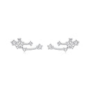 925 Sterling Silver & Brass White Gold Plated Earrings with CZ for Women