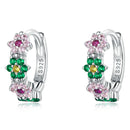 925 Sterling Silver Earrings with CZ in Pavé Setting - 1.3x0.4cm for Women