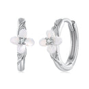 925 Sterling Silver Earrings with Pavé Setting CZ and High-Quality Nacre for Women