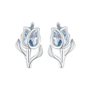 925 Sterling Silver Synthetic Spinel Earrings with Platinum Plating - 12x7mm