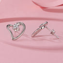 925 Sterling Silver Earrings with CZ in White Gold Plating - 1.4x1.2cm for Women