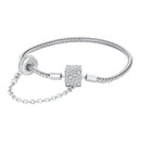 925 Sterling Silver Bracelet 17cm with Pavé Setting CZ for Women