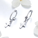 925 Sterling Silver Earrings Plated Platinum 1.9*0.5cm for Women