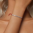 925 Sterling Silver Adjustable White Gold Plated Bracelet with CZ