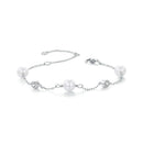 925 Sterling Silver 3mm Moissanite & Shell Pearl Bracelet for Women