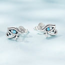 925 Sterling Silver Turquoise Earrings, 0.6*0.9cm, Oxidized Silver Finish for Women