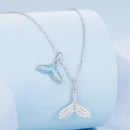925 Sterling Silver Necklace with CZ & Enamel - 40+5cm Length, Fishtail Design for Women