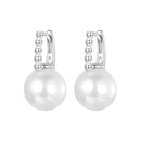 925 Sterling Silver Earrings with White Gold Plating and Shell Pearl for Women