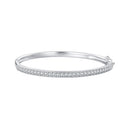 925 Silver & Platinum Pavé Setting CZ Bracelets, Size 17.0 mm for Women
