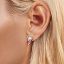 925 Sterling Silver Enamel Earrings with Transparent Glass for Women