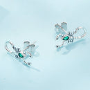 925 Sterling Silver Earrings with Pavé Setting CZ and Oxidized Finish for Women
