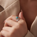 925 Sterling Silver Ring with Synthetic Turquoise in Oxidized Finish for Women