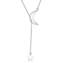 925 Sterling Silver Necklace 47cm with Moon Pendant for Women