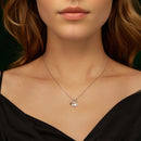 925 Sterling Silver Moissanite Necklace with Pendant and White Gold Plating for Women
