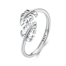 925 Sterling Silver Oxidized Leaf Ring for Women
