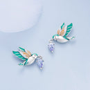 925 Sterling Silver Enamel Pavé Setting CZ Earrings