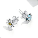 925 Sterling Silver Ladybird Earrings with Pavé Set CZ, 0.7cm for Women