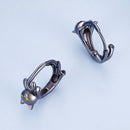 925 Sterling Silver Enamel Black Gold Earrings for Women