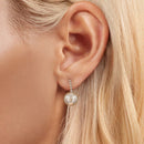 925 Sterling Silver Earrings with White Gold Plating and Shell Pearl for Women