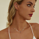 925 Sterling Silver Pave Setting CZ Necklace with White Gold Plating 400mm for Women