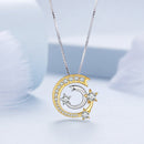 925 Sterling Silver Necklace with Pavé Setting CZ & Plated Gold - 400mm Length