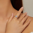 925 Sterling Silver Moonstone Clover Ring for Women