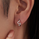 925 Sterling Silver Hoop Earrings with White Gold Plating and CZ Stones