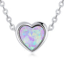 925 Sterling Silver and Platinum Plated Translucent Opal Necklace, 43.5cm Adjustable Chain, for Women