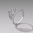 925 Sterling Silver White Gold Plated Ring with Pavé Setting CZ Size 6 for Women