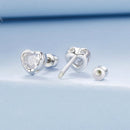 925 Sterling Silver Earrings with Plated White Gold & Pavé Setting CZ, 0.5cm for Women