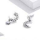 925 Sterling Silver Earrings with Translucent Opal and CZ in Oxidized Finish