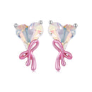 925 Sterling Silver Enamel Earrings with Transparent Glass for Women