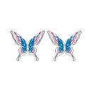 925 Sterling Silver White Gold Plated Enamel Earrings 9x10mm for Women