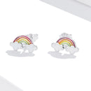 925 Sterling Silver Earrings with Enamel Process in Oxidized Silver for Women